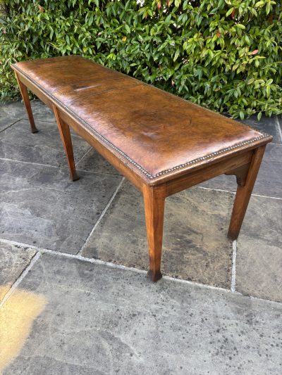 Arts & Crafts Walnut, Oak & Leather Hall Bench