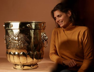 Dinanderie Brass Large Jardinière / Log / Peat bin.