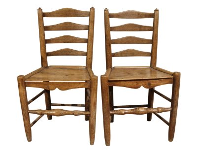 Pair of 19thc Elm Ladder Back Chairs