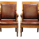Pair of Louis Philippe Period Walnut Armchairs Antique Chairs