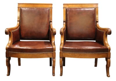Pair of Louis Philippe Period Walnut Armchairs