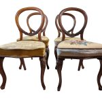Set of Four Victorian Walnut Balloon Back Chairs Antique Chairs