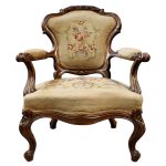 Victorian Walnut Open Armchair Antique Chairs