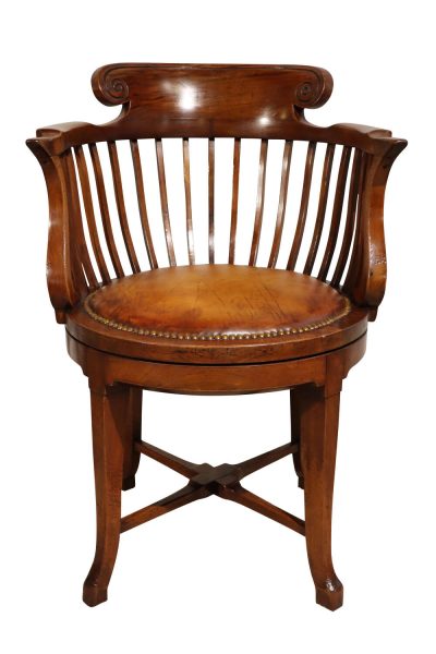 Walnut Circular Revolving Desk Chair