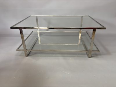 Mid Century Chrome & Glass Coffee Table