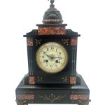Lovely Slate & red marble Mantel Clock â ca1880 slate clock Antique Clocks