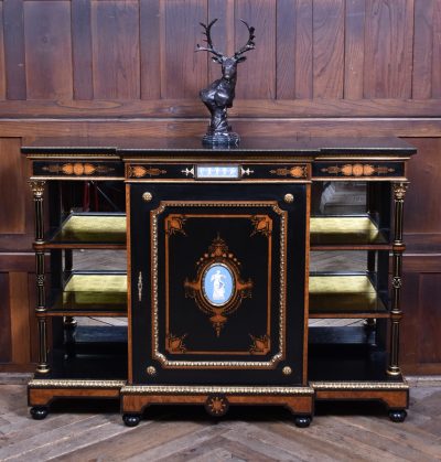 Victorian Ebonized Amboyna Breakfront Credenza SAI3786