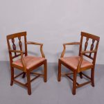 Pair of Late George III Provincial Mahogany Arm Chairs Antique Chairs