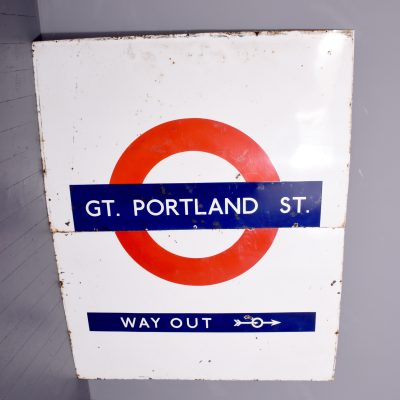 A Large Two-Part Coloured Enamel Sign for ‘Great Portland Street’ Tube Station, London
