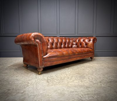 Genuine Victorian Buttoned Leather Chesterfield Sofa