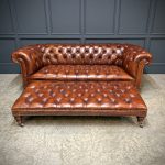 Genuine Victorian Leather Chesterfield Sofa & Footstool antique chesterfield Antique Furniture
