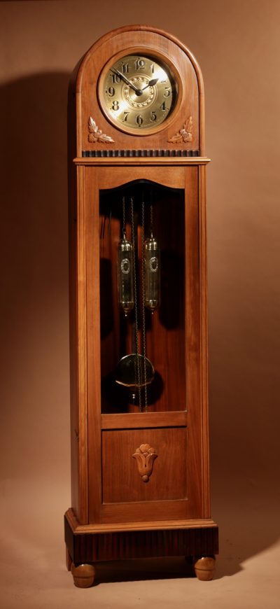 Art Deco Gustav Becker German Walnut Longcase Clock Circa 1920