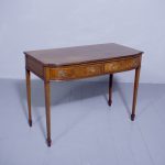 A George III style mahogany and inlaid bow fronted side table Antique Furniture