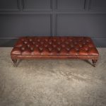 Large Victorian Buttoned Leather Footstool footstool Antique Furniture