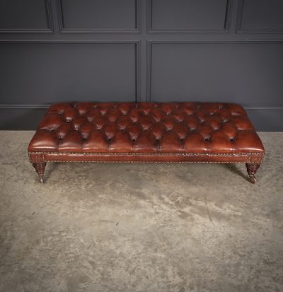 Large Victorian Buttoned Leather Footstool