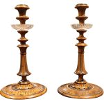 A Pair of Carved Walnut Candlesticks Antique Lighting