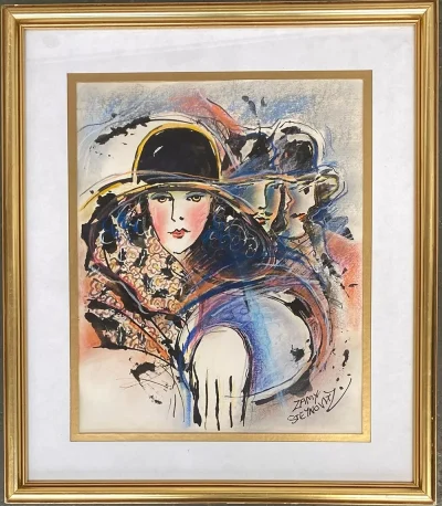 Zamy Steynovitz (1951-2000) Original Watercolour and Mixed Media Portrait