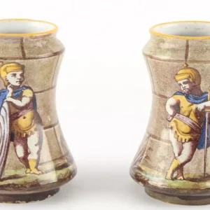 Auguste Jean (1829-1896) Pair of Antique French Faience Earthenware Vases