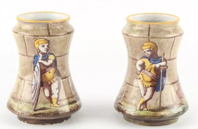Auguste Jean (1829-1896) Pair of Antique French Faience Earthenware Vases