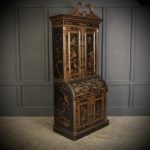 Early 19th Century Black Lacquered Chinoiserie Bureau Bookcase Antique bureau Antique Bookcases
