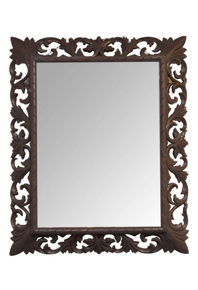 Large 19th Century Mirror in Carved and Painted Wooden Frame