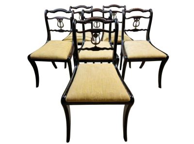 Set of 6 Regency Rope-back Ebonised Dining Chairs circa 1820