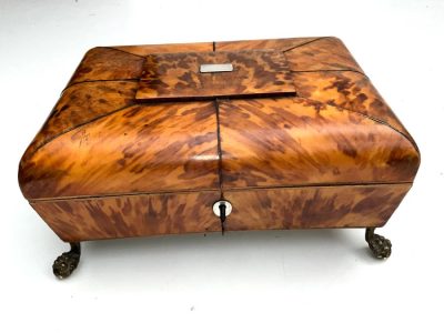 Regency Blonde Tortoise shell Ladies Table top Sewing Box