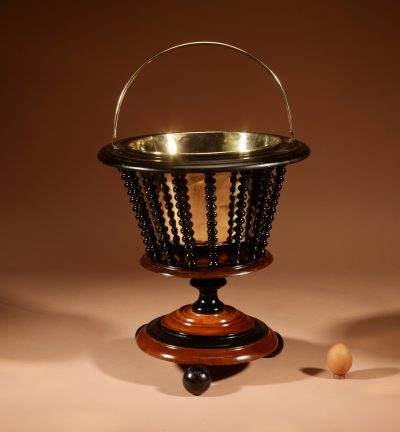 A Beautiful Walnut And Ebonised Tea Stove Bucket/Peat Bucket Jardinière.