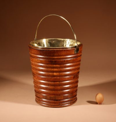 A Very Decorative Original Walnut Coopered Peat Tea Bucket Jardinière Tea Stove.