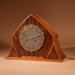 An Exceptional Very Stylish Typical Art Deco Amsterdam School Oak and Macassar Ebony/Coromandel Mantel Clock. Mantel clocks Antique Clocks