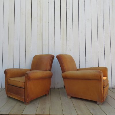 Pair Of French Leather Club Chairs