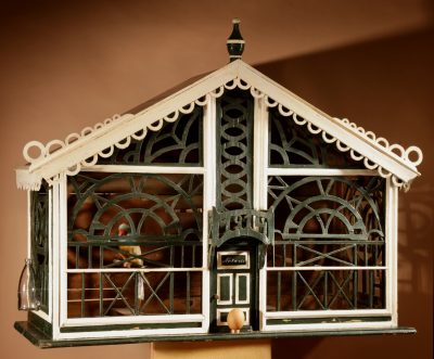 A Very Decorative Fretwork Table/Wall Hanging Birdcage Dated 1914