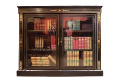 A Fine Victorian Ormolu-Mounted, Inlaid, Ebonised Two-Door Pier Cabinet