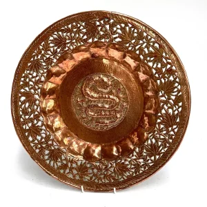 Large Antique Chinese Dragon Wall Hanging Copper Charger - 43 cm Diameter