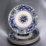 Five Antique Victorian Minton Chinese Dragon and Bird Porcelain Plates Minton Antique Ceramics