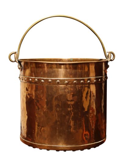 Antique Copper and Brass Log Bin / Bucket, Circa 1900
