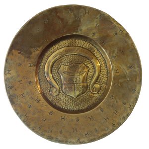 Brass Plate with Coat of Arms – Motto of Pau, Birthplace of Henry IV, Circa 1920