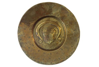 Brass Plate with Coat of Arms – Motto of Pau, Birthplace of Henry IV, Circa 1920