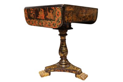 Highly Decorative 19th Century Lacquered Drop-Leaf Games Table with Chess & Backgammon