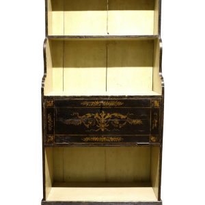 Regency Open Waterfall Bookcase – Hand-Painted Detail, Early 19th Century