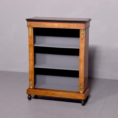 Mid - Victorian, neat sized inlaid - walnut, ormolu - mounted open bookcase