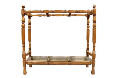 Late 19th Century Oak Umbrella and Stick Stand with Drip Tray – c.1880
