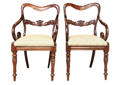 Pair of William IV Mahogany Saddleback Carver Chairs, c.1830