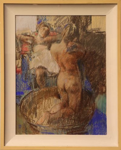 Thomas John Coates PPNEAC (1941–2023) – “Nude Bathing” – Pastel, Signed and Titled Verso