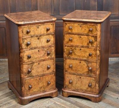 Pair Of Victorian Burr Walnut Bedside Drawers SAI3899