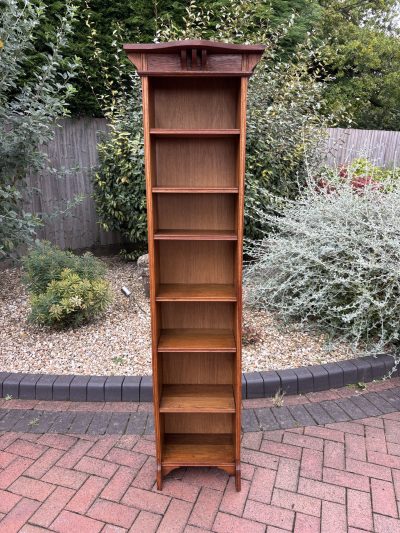 Arts & Crafts Tall Narrow Oak Bookcase