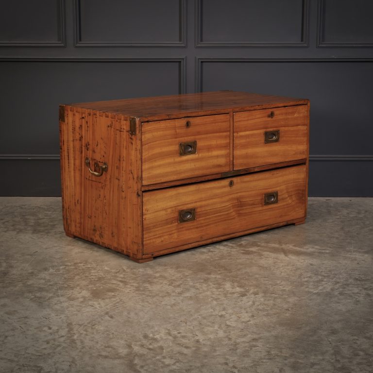 Low Camphor Wood Campaign Chest of Drawers