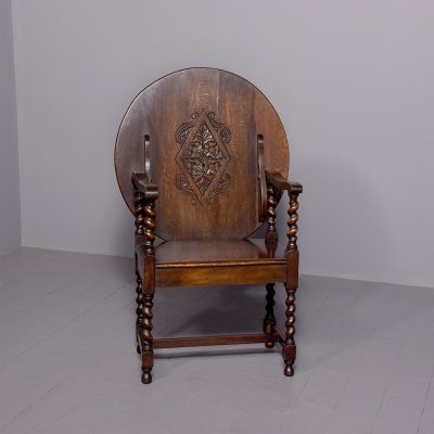 Jacobean style folding-top oak single seat monk’s bench