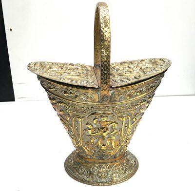Antique Victorian Double Lidded Coal Scuttle Bucket Miscellaneous Antique Victorian Double Lidded Coal Scuttle Bucket
