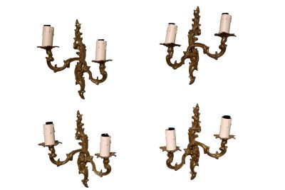 A Set of Four Gilt Brass Louis XVI Style Wall Sconces, Circa 1920